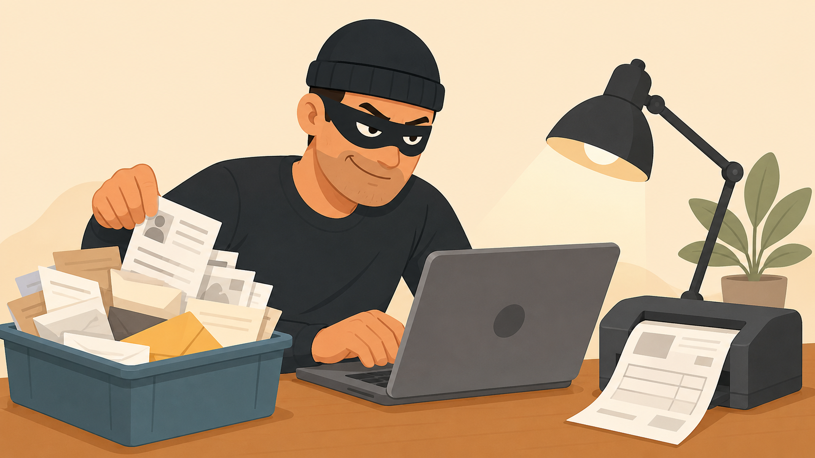 Oplichter maakt een nep-factuur met gegevens uit oud papier